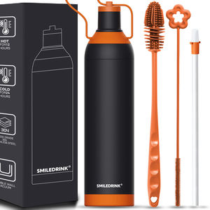 Bouteille d'eau SMILEDRINK avec infuseur à thé, sans BPA, thermos en acier inoxydable isolé avec filtre à mailles fines et paille - Product Image 1