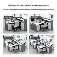 Poste de travail de bureau moderne et simple en forme de bar, avec chaise, pour quatre personnes, écran de séparation, combinaison libre, usage domestique et commercial