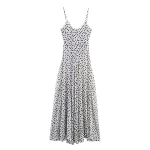Vestido largo de malla con tirantes finos y estampado de lunares para mujer, vestido informal de verano, vestidos de moda - Product Image 3