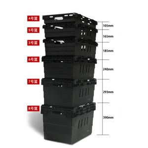 Supermarket <b>Basket</b> 595x385x240mm Plastic <b>Stackable</b> Nesting Vegetable Fruit Storage Crate Blue Green Black - Product Image 4