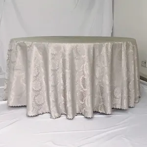 Premium Polyester Fabric Table Cloth Damask Silver Grey Tablecloth For Wedding Party Banquet Events Hotel Restaurant