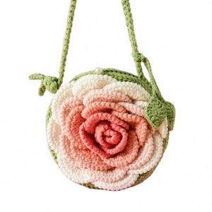 Handmade Large Camellia Knitted Crossbody <b>Bag</b> Snowflake Decor Versatile Cartoon <b>Easter</b> Woven Waist <b>Bag</b> Headphone Decoration - Product Image 4