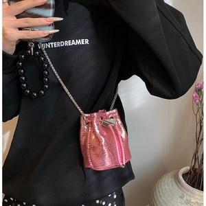 Rhinestone Luxurious Women's Pearl Bag Wedding Clutch Bag Single Shoulder <b>Purse</b> with Iron Chain Drawstring Evening Bag - Product Image 6