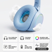Casque de jeu sans fil Bluetooth supra-auriculaire avec suppression du bruit, éclairage RGB, faible latence et longue autonomie