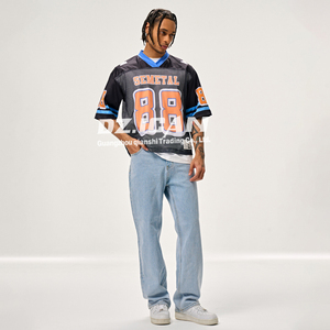MAKITAPE Custom Logo Print Retro Mesh Cropped Boxy <b>Tshirt</b> for Men Wholesale <b>Polyester</b> Baggy Sports Football Jersey T Shirt - Product Image 4