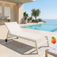 Chaise longue d'extérieur en aluminium à angle réglable et avec roulettes pour patio, jardin et cour