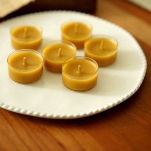 Bougie chauffe-plat artisanale en cire d'abeille naturelle, aromathérapie classique, mèche florale, en forme de coupelle, combustion sans fumée, durée de combustion de 200 minutes - Product Image 1