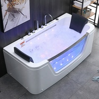 Baignoire Balnéo Jacuzzi avec Protection Anti-Fuite, Lumière LED Couleurs, Jets et Cascade Massage