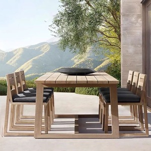 Tavolo e sedia all'aperto in teak villa balcone terrazza tavolo lungo di fascia alta all'aperto per il tempo libero <span class=keywords><strong>giardino</strong></span> conservante legno set di mobili - Product Image 2