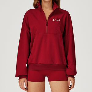 2025 Lulu Jaket Hoodie Lengan Panjang Setengah Resleting Wanita Pakaian Olahraga Lari Latihan Kebugaran Atletik Yoga Gym - Product Image 3