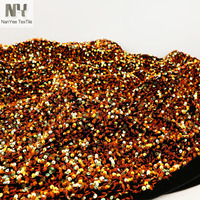 Tissu en velours à paillettes Nanyee 100% polyester, poids lourd, orange vif néon, pour vêtements de mariage pour filles