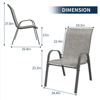 Chaises empilables d'extérieur pour tous les temps, mobilier d'extérieur respirant pour le jardin et la terrasse