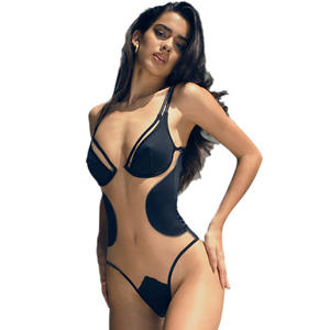 Triangolo ferretto costume intero Patchwork costume da bagno maglia trasparente costumi da bagno <span class=keywords><strong>Bikini</strong></span> moda donna New York - Product Image 1