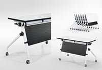 Table de conférence pliable multifonctionnelle en plastique pour étudiants, bureau mobile sur roulettes, design moderne, usage commercial