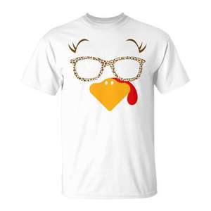 Camiseta con estampado de leopardo y cara de pavo, para el Día de Acción de Gracias - Product Image 1