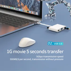 BASIX แท่นวาง USB TYPE C แล็ปท็อป,แท่นวาง Usb 3.0 Usb-C ฮับ Type-C สำหรับ Apple แล็ปท็อป