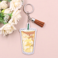 Café glacé livre amoureux TENDANCE fête des enseignants cadeau ruban sensibilisation paillettes pomme acrylique porte-clés avec gland