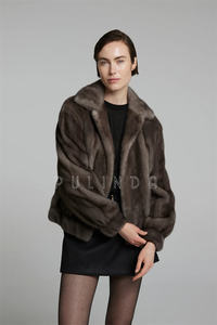 Cappotto in <span class=keywords><strong>Visone</strong></span> Blue Iris Ranch con Colletto Rovesciato, Giacca Elegante Casual da Donna in <span class=keywords><strong>Visone</strong></span> <span class=keywords><strong>Blu</strong></span>, Maniche a Lanterna, Spesso e Caldo per l'Inverno - Product Image 2