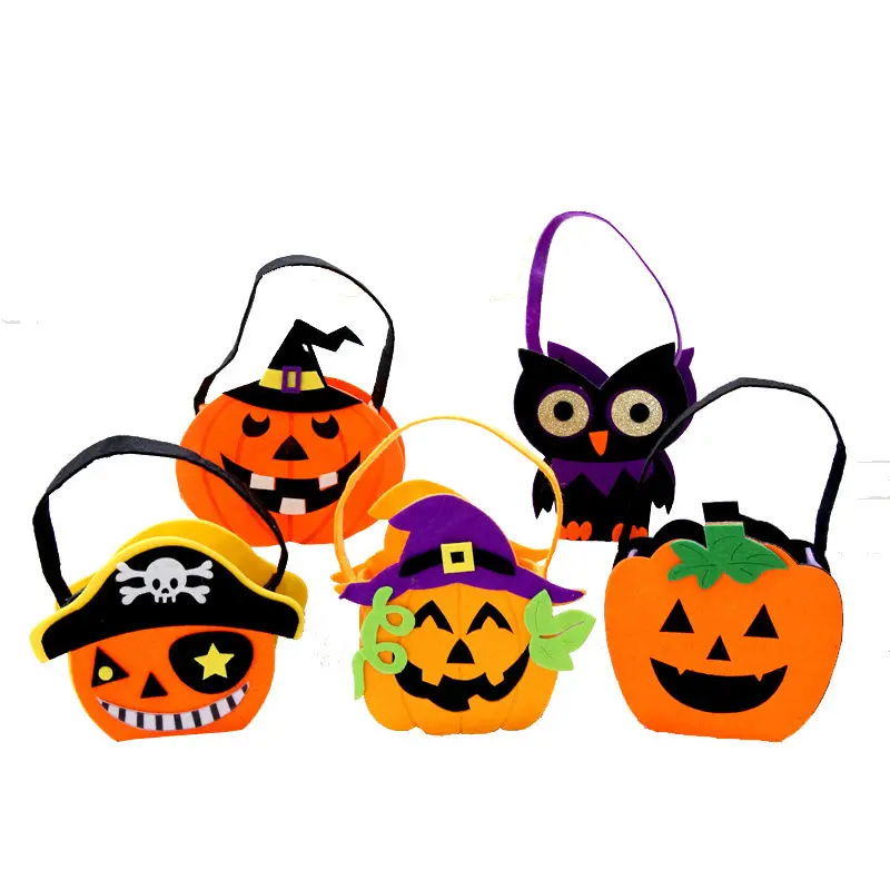 2024 baru tas Tote Halloween untuk tas hadiah permen pola penyihir labu tas Felt Halloween