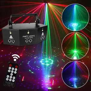 DJ Disco Đèn Laser 9 Mắt Laser Strobe Led Đảng Lights Chiếu Điều Khiển Bằng Giọng Nói DJ Night Club Bar Trang Trí Nhấp Nháy Đèn