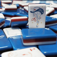 Grosir 160 Buah Set Permainan Mahjong Pink Cowgirl Amerika dengan Ubin Akrilik Berukir Motif Bunga Kaktus Joker Turnamen