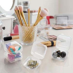 Mini <b>Square</b> Clear Glossy Eco-Friendly Plastic PP Classic Multifunction Jewelry Box Hinged Lid Earring Organizers Storage - Product Image 6