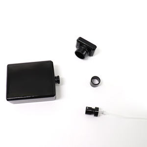 Flacon de parfum vide en verre noir cristal de luxe, forme carrée, 30ml, 50ml, 100ml, rechargeable et unique - Product Image 6