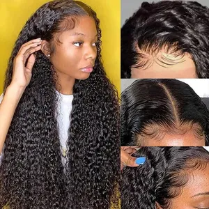 Großhandel Wasserwellen-Stil 13X4 Closure Perücken Natürliche Schwarze Farbe 180% Hohe Dichte Brasilianisches Echthaar Transparente Spitzenperücken - Product Image 6