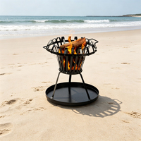 Support à bois de chauffage pour foyer extérieur, support à bûches, panier à feu pour barbecue, gril sans fumée en fonte thermolaquée noire