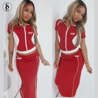 Ensemble 2 pièces pour femmes : Veste zippée et robe de survêtement Y2K, tenue streetwear sportive, idéal pour les grandes tailles