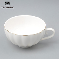 Offre Spéciale tasse à café expresso sublimée de 8 oz pour thé au lait tasse en céramique blanche personnalisée avec rebord doré