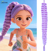 Tresses de couleur lavande pour enfants, prix de gros usine, design en forme de cœur, queues de cheval pour enfants avec élastique