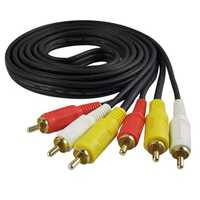 Câble audio stéréo RCA 3-à-3 mâle-mâle personnalisé en usine, vente chaude, compatible voiture, paire torsadée dorée non blindée, diamètre extérieur 5 mm