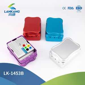 Boîte à fraises dentaires LK-1453, étui de stérilisation carré pour instruments dentaires avec trous codés par couleur et règle de mesure - Product Image 5