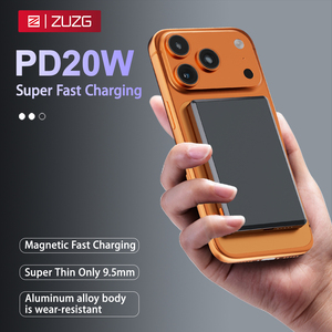 ZUZG Custom Logo Aluminum Alloy 5000mAh/10000mAh 15W Ultra Thin Magnetic Wireless <strong>Power</strong> Bank Fast Charging - Product Image 3