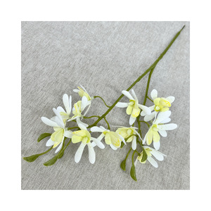 Fleurs artificielles Queyiyi, orchidées Oncidium à tige courte, 12 têtes, en soie, imprimées en 3D, pour décorations de maison et de mariage - Product Image 5