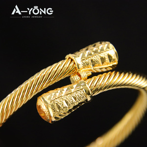 European America Little Bee Jewelry Women's Wedding Gold <b>Bangle</b> 21k Gold Plated Trendy Spiral <b>Copper</b> Italian Classic Event Party - Product Image 2