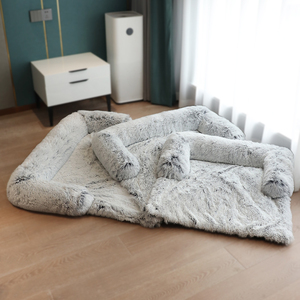 Rahat uzun peluş <span class=keywords><strong>Pet</strong></span> köpek yatağı ve kediler çıkarılabilir kapak köpek yastık kanepe Mat ile katı hayvan desen - Product Image 4