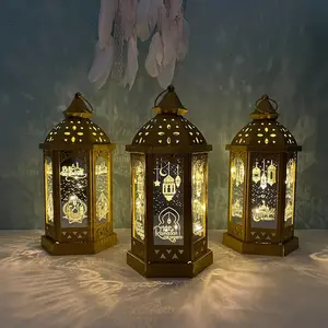 Vela rústica boêmia europeia de ouro, lanternas decorativas, lanternas de ramadão para crianças