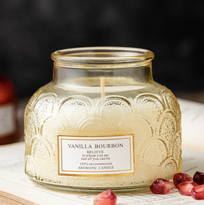 Wholesales Candle Jars <strong>Candlestick</strong> &amp; 10oz Embossed <strong>Glass</strong> for Home Decor Wedding Home Decoration Customization Ceramic - Product Image 2