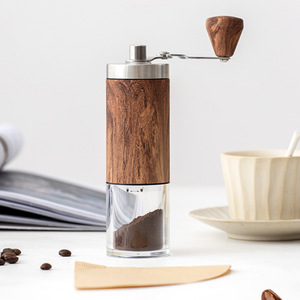 Manual <b>Coffee</b> <b>Grinder</b> Wooden Hand Crank Portable Stainless Steel Burr Core Home Travel Adjustable Ceramic Conical - Product Image 4