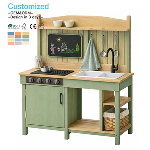EDULAND OEM ODM Ensembles de <span class=keywords><strong>cuisine</strong></span> en bois éducatifs pour enfants, jeu d'extérieur avec robinet d'eau, <span class=keywords><strong>cuisine</strong></span> de simulation pour tout-petits - Product Image 1
