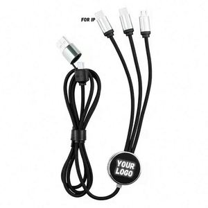 Universal Custom Glow Multi Phone Charger <b>Cable</b> Fast Charging Nylon <b>USB</b> <b>3</b> 5 in 1 Led Light up Logo <b>Cable</b> for Promo Business Gift - Product Image 1
