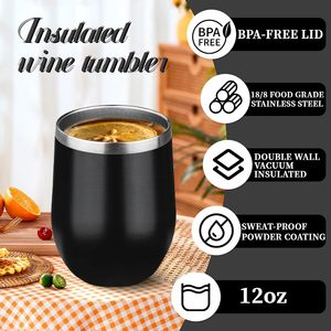 Custom Logo Gift 12oz Insulated Coffee Mug Warmer Stainless Steel <b>Beer</b> Tea Wine Glasses Hot Cold Tumbler Travel Mug Cup with Lid - Product Image 4