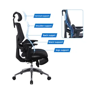 כיסא משרדי מירוץ יוקרתי משענת רגליים לבן מנהל משרד ארגונומי כיסא נוח למשרד