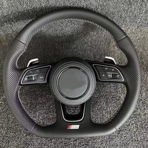 พวงมาลัยหนังแท้แบบเจาะรูครึ่งหนึ่งสีดำรุ่น Custom Racing <span class=keywords><strong>S</strong></span> <span class=keywords><strong>Line</strong></span> สำหรับ A3 8V A4 A6 C7 B8 B9 RS3 S3 S5 <span class=keywords><strong>Q3</strong></span> SQ5 Q8 - Product Image 2
