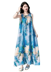 Nouvelle Collection 2026 – Vêtements d'été pour femmes, style europé<span class=keywords><strong>en</strong></span> et américain, col <span class=keywords><strong>en</strong></span> V, sans manches, imprimé floral, coton et soie, pour le commerce international. - Product Image 3