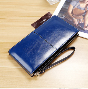 Nouvelle collection : Portefeuille long élégant en cuir huilé pour <span class=keywords><strong>femme</strong></span>, disponible en plusieurs couleurs vives, excellente qualité, vente en gros, très demandé. - Product Image 2