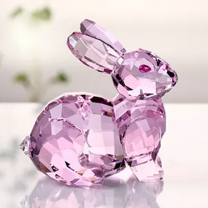 Shining Groothandel Mode Souvire Gift Chinese Zodiac Konijn Custom Animal Crystal Craft Voor Home Decoratie