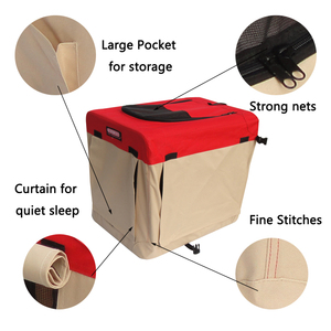 <span class=keywords><strong>Cage</strong></span> de voyage pliante de luxe à 3 portes pour animaux de compagnie chien chenil intérieur à côtés souples motif solide caisse souple plateau en plastique boîte à palettes emballage - Product Image 2